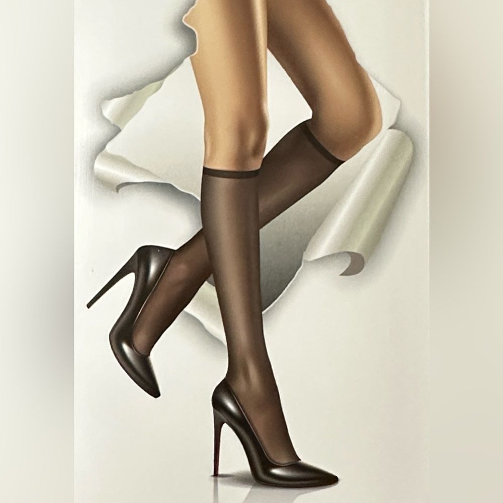 MeMoi Black Satin Sheer Knee High Socks 2 pack
